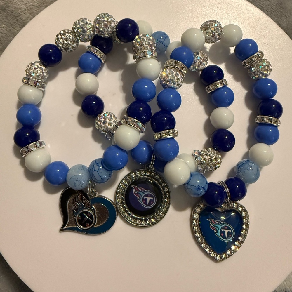 NFL Blue and White Charm Bracelet Trio